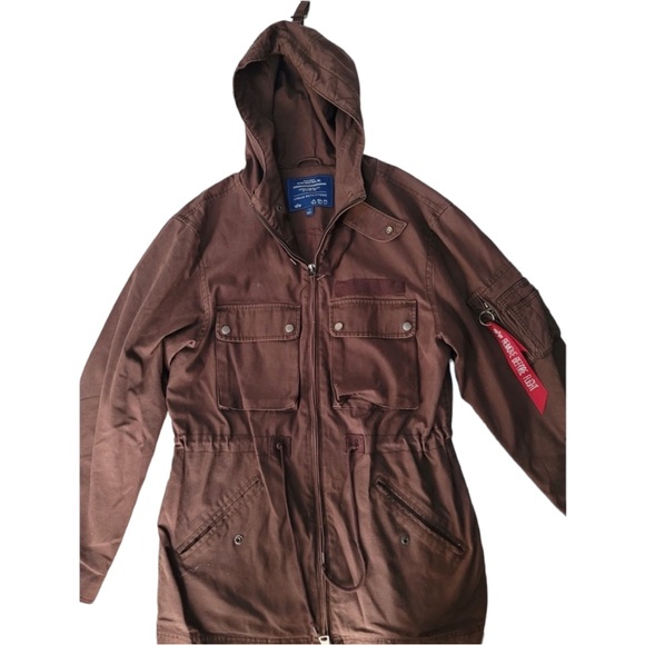 Men’s Alpha Industries Brown Parka - Picture 3 of 4
